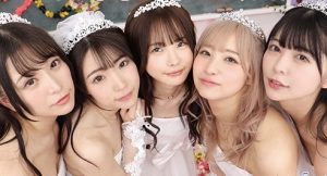 【栄川乃亜 松本いちか】教師の僕と担任生徒と禁断の関係！責任とって激カワ美少女の花嫁とハーレムウエディングに騎乗位で順番に新婚セックス