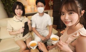 【百瀬あすか 朝日りん】彼女の友人カップルが働くエステに訪れた！ミラー越しにエッチな施術の彼女を見ながら同じスタイルで親友エステ嬢と中出しセックス