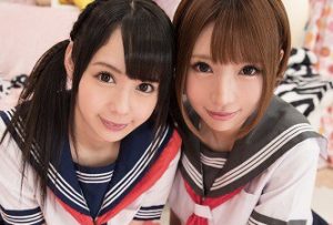 【佳苗るか 葉月七瀬】セーラー服姿でサービスするリフレ店！可愛い美少女がお相手でキスしておっぱい揉んでローション素股に手コキフェラして顔面射精