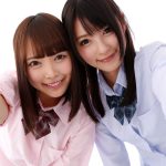 【五十嵐星蘭 波木はるか】可憐な制服姿の超可愛い美少女2人！どっちが好きかと迫られ手コキフェラのW責めに騎乗位でキツマン挿入して順番にザーメン中出し