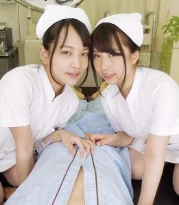 【玉木くるみ あべみかこ】入院した病院で2人の美人ナースが超スケベ！耳元で淫語を囁き手コキフェラしてチンコを取り合い騎乗位で跨がるエッチな看護